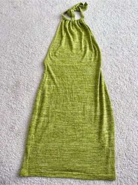 Green Halter Knit Mini Dress